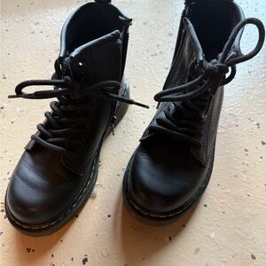 Black Leather Lace-Up Boots